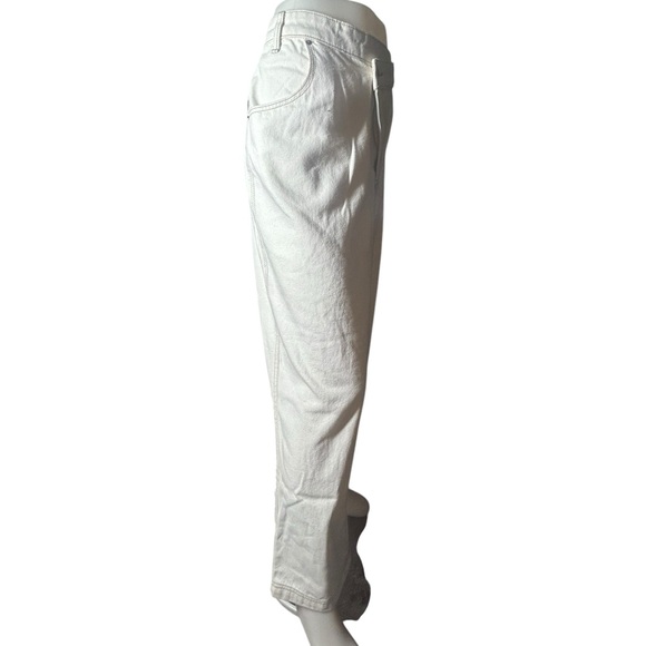 FUTURE COLLECTIVE Women’s Off White Denim Jean with Cross over Button Waist - Picture 4 of 9